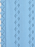Lace Stripe Crochet Edge Knit Baby Blanket | Sky Blue