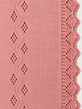 Lace Stripe Crochet Edge Knit Baby Blanket | Dusty Rose