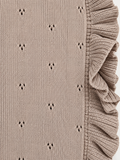 Ruffle Trim Knit Baby Blanket | Latte