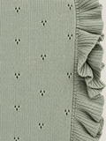 Ruffle Trim Knit Baby Blanket | Sage