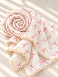 Pink Bow Reversible Muslin Baby Wrap | Aspyn and Asher