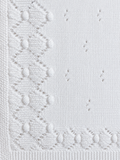 Scallop Lace Border Knit Baby Blanket | White
