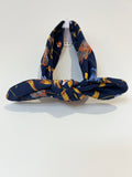 Newborn Jersey Knit + Headband with Knot - Navy