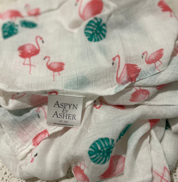 Bamboo Muslin Wrap Flamingo Aspyn and Asher