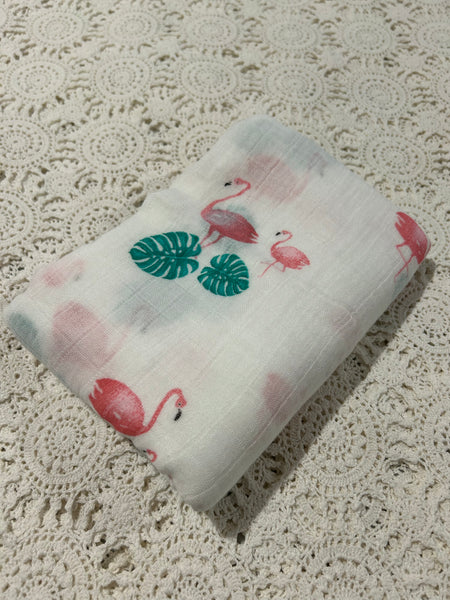 Bamboo Muslin Wrap - Flamingo