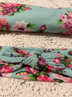 Swaddle Wrap Jersey Knit + Headband with Knot - Mint