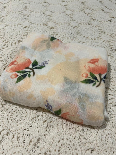 Bamboo Muslin Wrap - Floral - LAST ONE