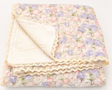 Pastel pink lavender green lone leaf muslin with a cream muslin and trimmed with cream lace