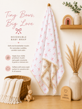 Pink Bow Reversible Muslin Baby Wrap | Aspyn and Asher