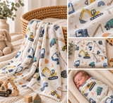 Construction Bamboo Muslin Baby Wrap | Aspyn and Asher